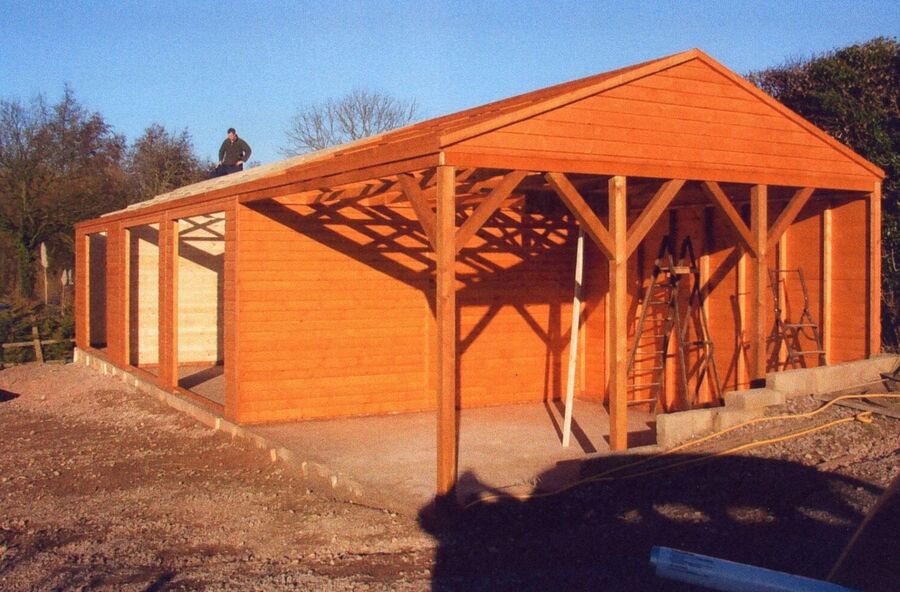 Timber-framed open-fronted field shelter by Master Sheds